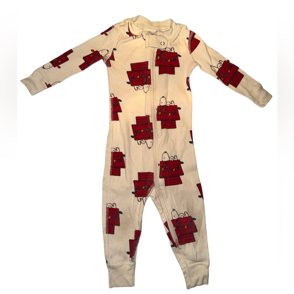 Hanna Anderssen Infant Toddler Peanuts Christmas Pajamas Full Zip 12-18 mo EUC